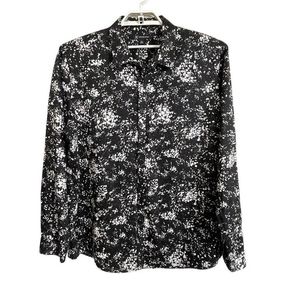INC International Concepts Size XXL Black White Paint Splatter Pattern Button Up - Picture 1 of 6